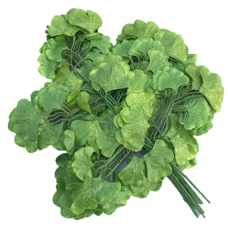 Gryn kunstlik ginkgo oks koos siidililledega – injektsioonvormimine, väliseks dekoratsiooniks ja fotograafia rekviziitideks