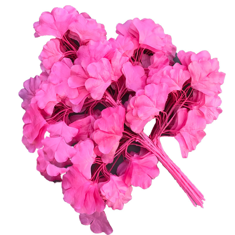 Gryn kunstlik ginkgo oks koos siidililledega – injektsioonvormimine, väliseks dekoratsiooniks ja fotograafia rekviziitideks