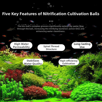 Akvaariumi filtreerimismaterjal – nitrifitseerivad bio-pallid, tühja disainiga, PP + puuvill, 6 g