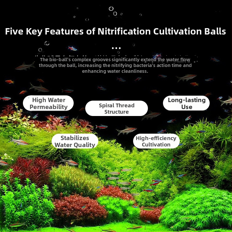 Akvaariumi filtreerimismaterjal – nitrifitseerivad bio-pallid, tühja disainiga, PP + puuvill, 6 g