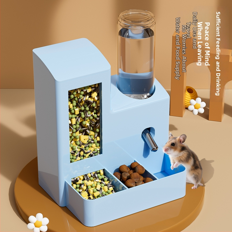 Automatinis hamsterio šėrimo sistema su vandens dozatoriumi, viskas viename – maistui ir gėrimams, prieš apsiveršant, suderinama su Sirijos hamsteriais