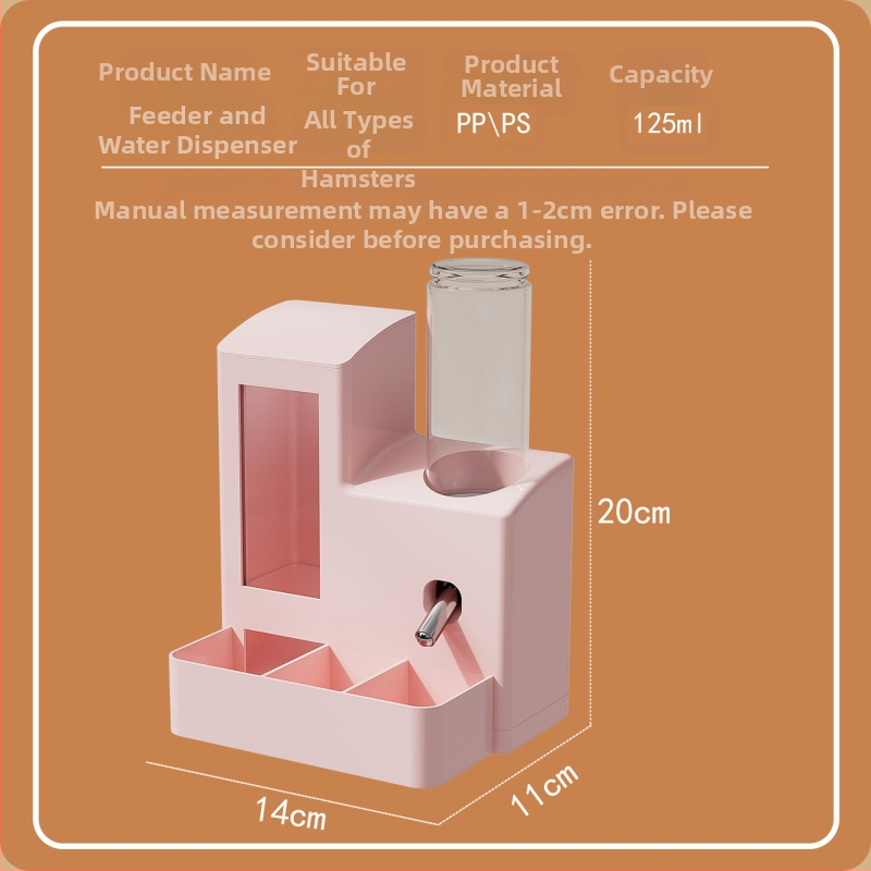 Automatinis hamsterio šėrimo sistema su vandens dozatoriumi, viskas viename – maistui ir gėrimams, prieš apsiveršant, suderinama su Sirijos hamsteriais