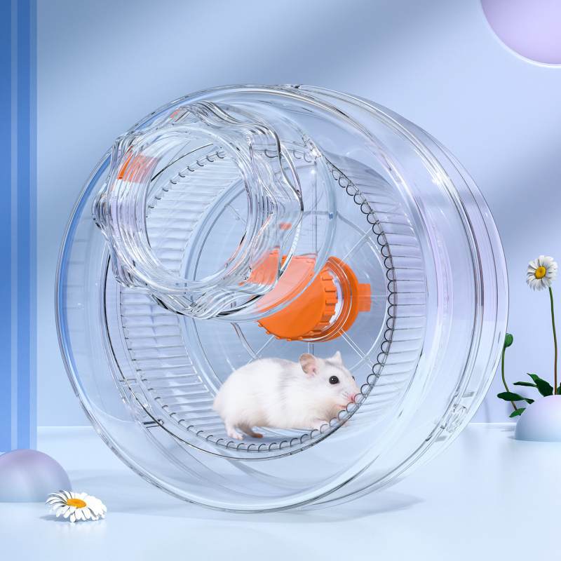 Süüria hamstrile jooksuratas väliskastiga, vaikselt toimiv, PP materjal