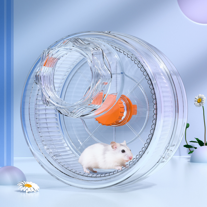 Süüria hamstrile jooksuratas väliskastiga, vaikselt toimiv, PP materjal