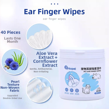 Mīkstās mitrās salvetes ausu tīrīšanai mājdzīvniekiem – suņiem un kaķiem, ausu vasku noņemšana, neausts materiāls