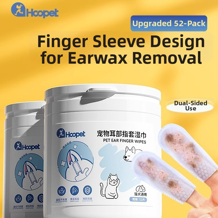 Mīkstās mitrās salvetes ausu tīrīšanai mājdzīvniekiem – suņiem un kaķiem, ausu vasku noņemšana, neausts materiāls