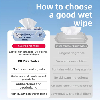 Lemmikloomade niisked salvrätikud kassidele ja koertele — sügavpuhastus, paks spunlace materjal