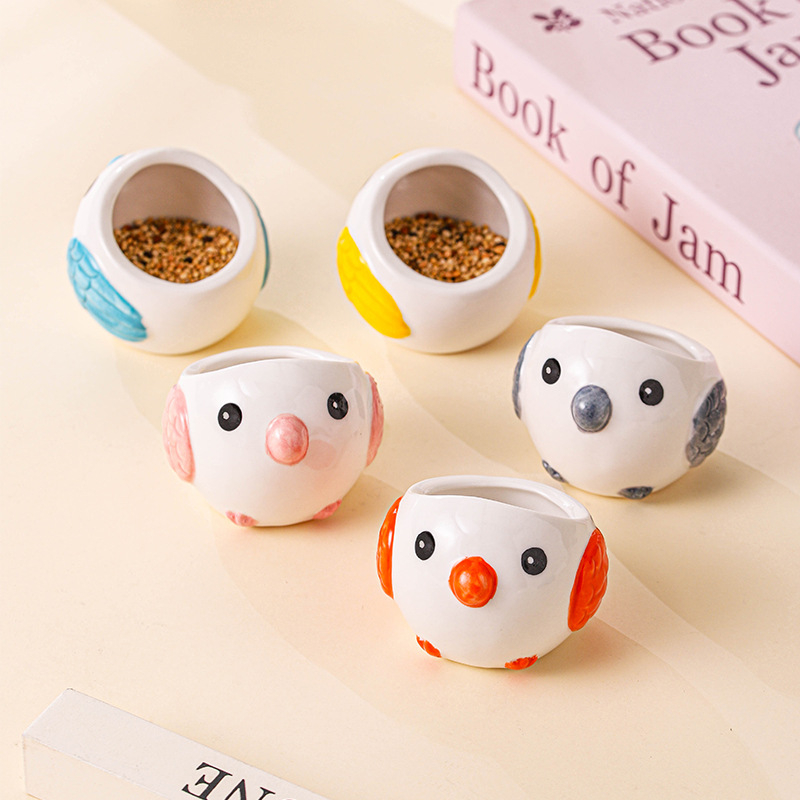Vas ceramic pentru hrana de papagal, anti-scăpare, pentru păsări mici, origine Chaozhou