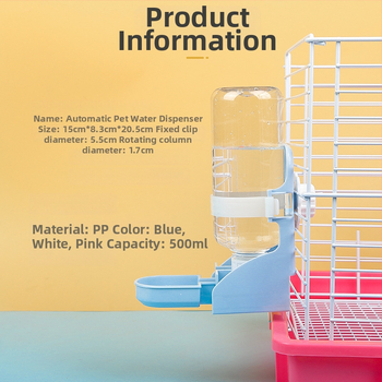 Riputatav veedoseerija lemmikloomadele, automaatne palliga joogilahus hamstritele ja küülikutele, lekkevastane, PP materjal