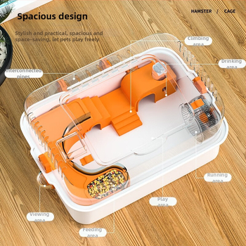Hamsteri puur ja mänguasjade komplekt — plastikust, ristkülikukujuline kuju, ventileeritud ja kergesti puhastatav, sobib siseriiklikuks ja väliseks kasutamiseks