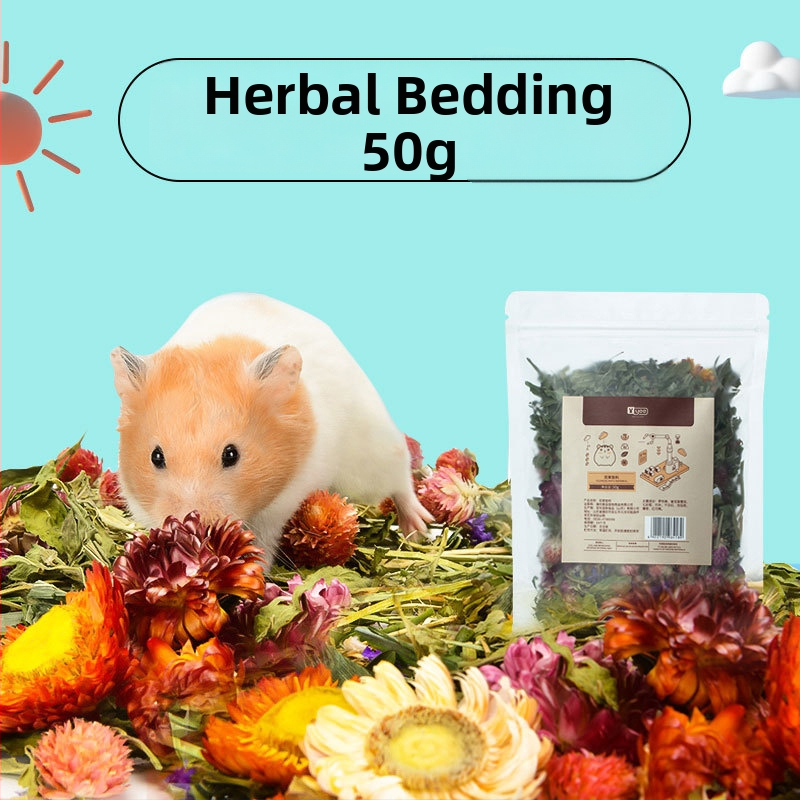 Hamsterio pagalvėlė su gėlių ir žolynų raštu | dezodoruojanti pagalvėlė | medžiaga: gėlės ir augalai | prekės ženklas Yee | mažiems gyvūnėliams