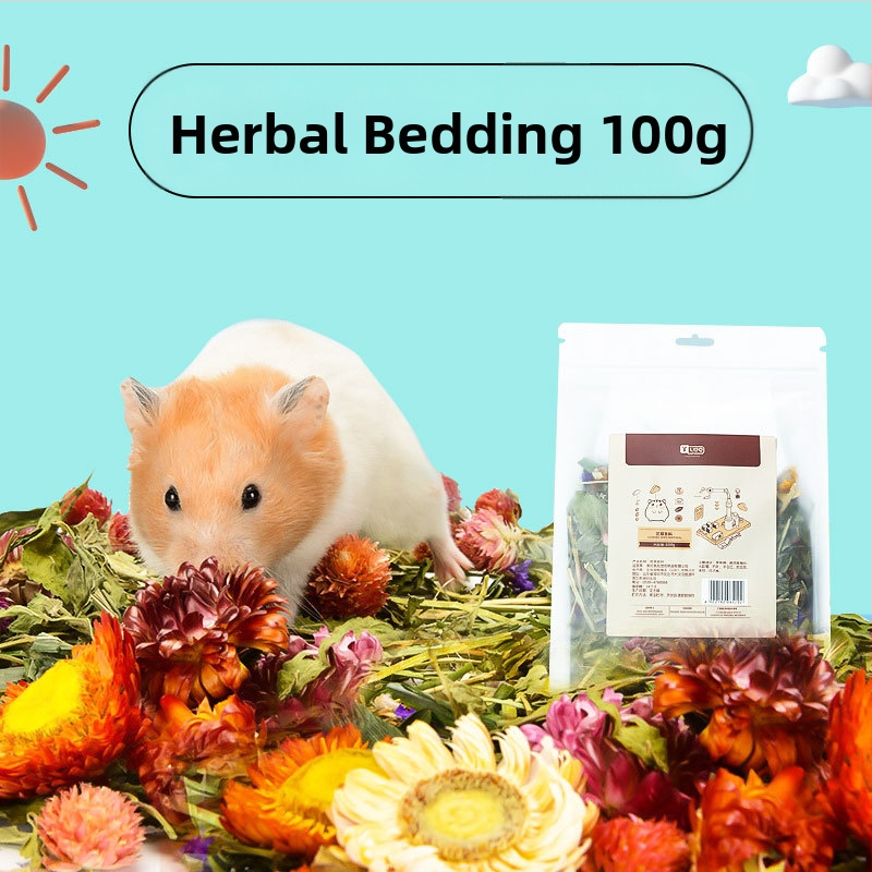 Hamsterio pagalvėlė su gėlių ir žolynų raštu | dezodoruojanti pagalvėlė | medžiaga: gėlės ir augalai | prekės ženklas Yee | mažiems gyvūnėliams