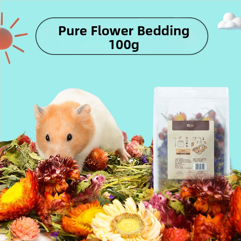 Hamsterio pagalvėlė su gėlių ir žolynų raštu | dezodoruojanti pagalvėlė | medžiaga: gėlės ir augalai | prekės ženklas Yee | mažiems gyvūnėliams