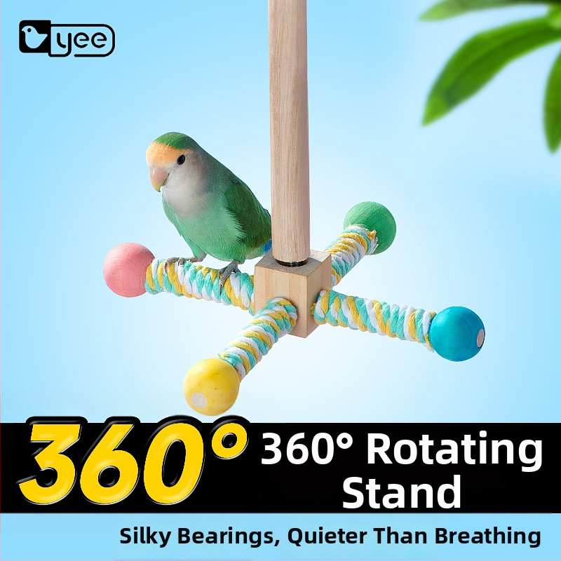 Fából készült papagáj játékállvány harapásálló felülettel, hintázó létrával és mászó bottal