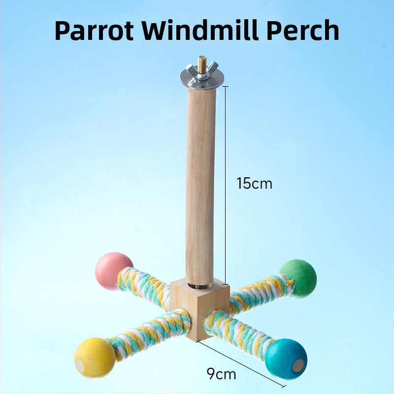 Fából készült papagáj játékállvány harapásálló felülettel, hintázó létrával és mászó bottal