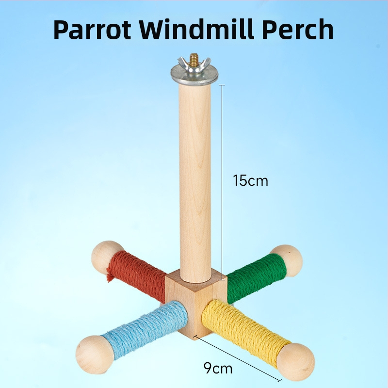 Fából készült papagáj játékállvány harapásálló felülettel, hintázó létrával és mászó bottal