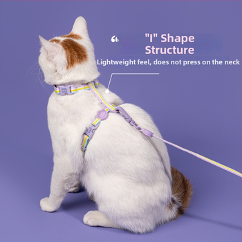 Katės harnasas ir pavadėlis – krūtinės liemenės stilius, reguliuojamas, atsparus pabėgimui, audinys