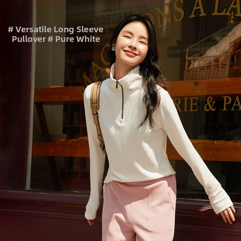 Moteriška megztinė De Velvet, dvipusis velvetas, pusaukštos apykaklės, ilgos rankovės, tankus audinys, siauras kirpimas