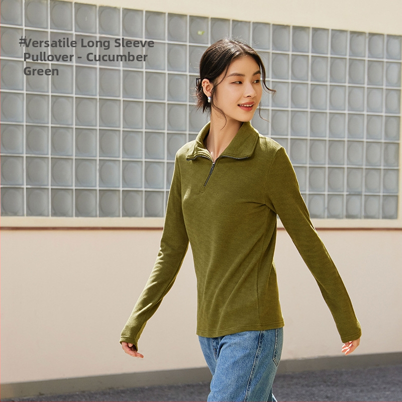 Moteriška megztinė De Velvet, dvipusis velvetas, pusaukštos apykaklės, ilgos rankovės, tankus audinys, siauras kirpimas