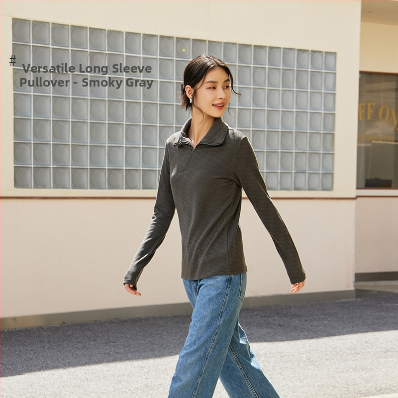 Moteriška megztinė De Velvet, dvipusis velvetas, pusaukštos apykaklės, ilgos rankovės, tankus audinys, siauras kirpimas