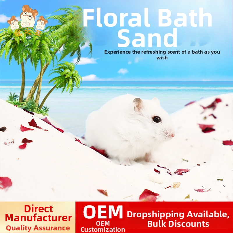 Hamsterio vonios smėlis su gėlių žiedlapiais – kvapų šalinimas, priemonė mažiems gyvūnams (Kilmė: Shandong; Importuotas: Ne; Pagrindinės rinkos: Kitos; Privatus prekės ženklas: Taip; Kategorija: Naminių gyvūnų priežiūros įrankiai)