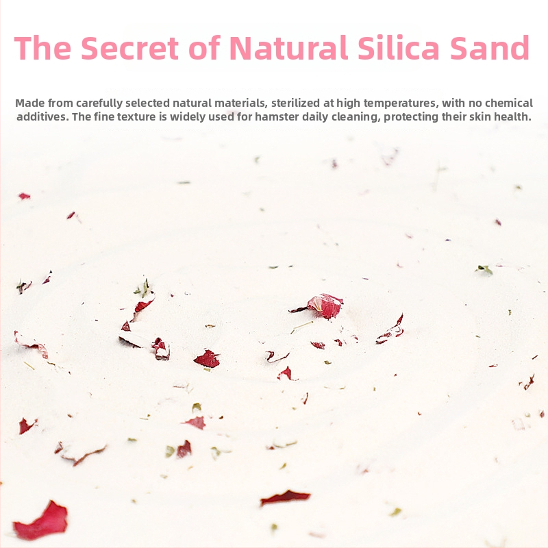 Hamsteru vannas smilts ar ziedu ziedlapiņām – aromātu noņemšana, tīrīšanas līdzeklis maziem mājdzīvniekiem (Izcelsme: Shandong; Importēts: Nē; Privāti zīmoli: Jā; Kategorija: Mājas dzīvnieku kopšanas līdzekļi)