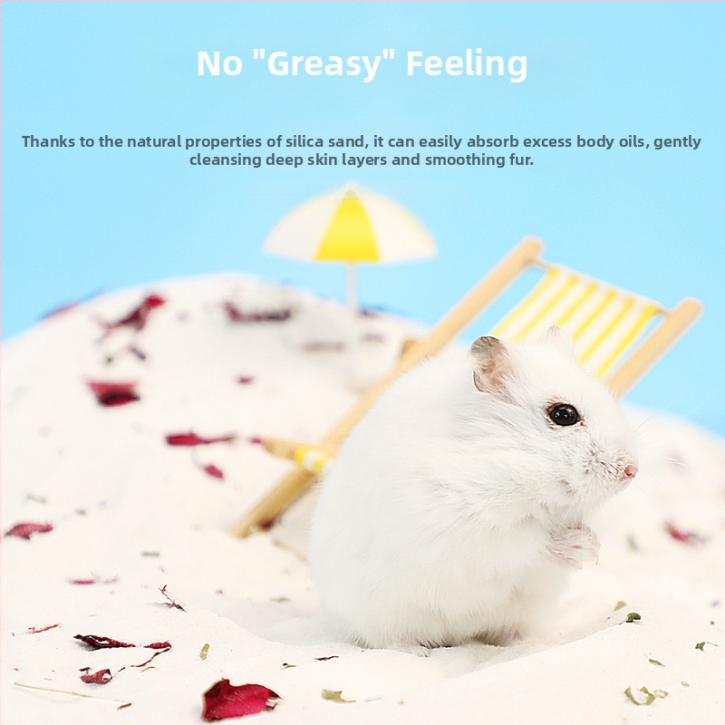 Hamsteru vannas smilts ar ziedu ziedlapiņām – aromātu noņemšana, tīrīšanas līdzeklis maziem mājdzīvniekiem (Izcelsme: Shandong; Importēts: Nē; Privāti zīmoli: Jā; Kategorija: Mājas dzīvnieku kopšanas līdzekļi)