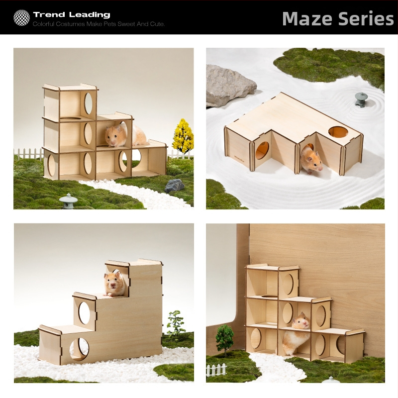 Koka daudzstāvu hamsters labirints ar ligzdu - Materiāls: daudzslāņu plāksne, akrils; Zīmols: Meow wang ye; Kategorija: mājdzīvnieku kopšanas līdzekļi