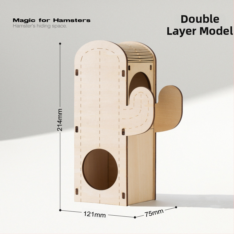 Medinis daugiapakopis hamsterio labirintas su lizdu nameliu - Medžiaga: daugiasluoksė plokštė, akrilas; Prekės ženklas: Meow wang ye; Kategorija: naminių gyvūnėlių priežiūros įrankiai