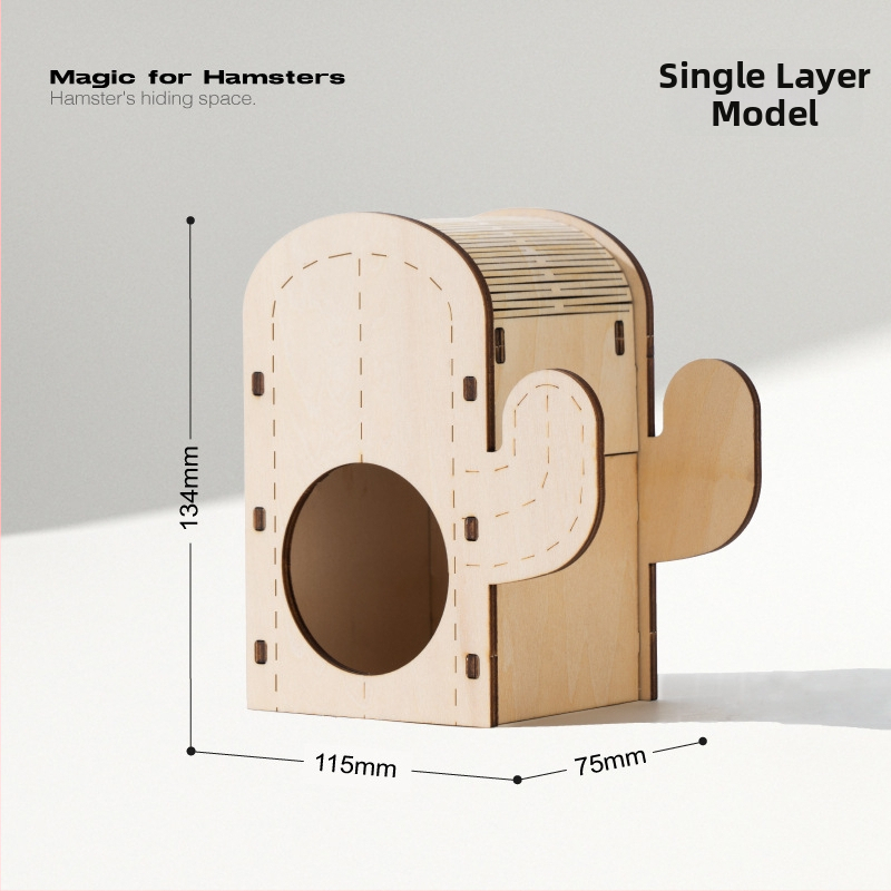 Medinis daugiapakopis hamsterio labirintas su lizdu nameliu - Medžiaga: daugiasluoksė plokštė, akrilas; Prekės ženklas: Meow wang ye; Kategorija: naminių gyvūnėlių priežiūros įrankiai