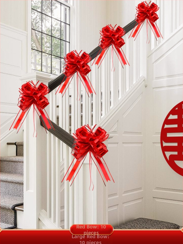 Vestuvinių laiptų turėklų dekoracijų rinkinys iš neaudinio audinio su kaspinu ir gėlėmis; vestuvėms; vidaus dekoravimui; prekės ženklas Orange Nuoyi Bai