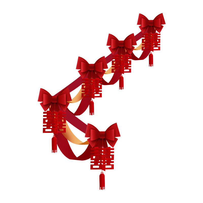 Vestuvinių laiptų turėklų dekoracijų rinkinys iš neaudinio audinio su kaspinu ir gėlėmis; vestuvėms; vidaus dekoravimui; prekės ženklas Orange Nuoyi Bai