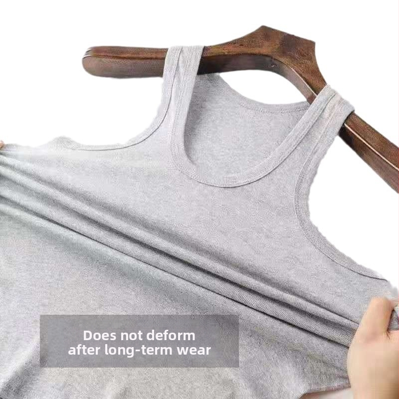 Meeste varrukateta top — ülili plāns, hingav polüester-puuvillase segu, ümmargune kaelus, peamine materjal: puuvill 95–100%, suvi 2024