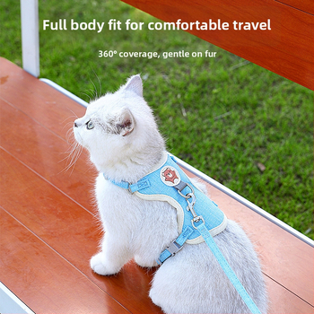 Vesti stiilis lemmiklooma harnass koos jalutuskoaga kassidele ja väikestele–keskmise suurusega koertele, kangas, vastupidav pääsemisele