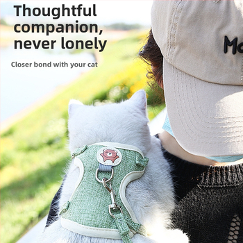 Vesti stiilis lemmiklooma harnass koos jalutuskoaga kassidele ja väikestele–keskmise suurusega koertele, kangas, vastupidav pääsemisele