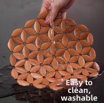 Bambusest ümmargune laua mats, kuumuskindel, ühevärviline muster, Hiina stiil