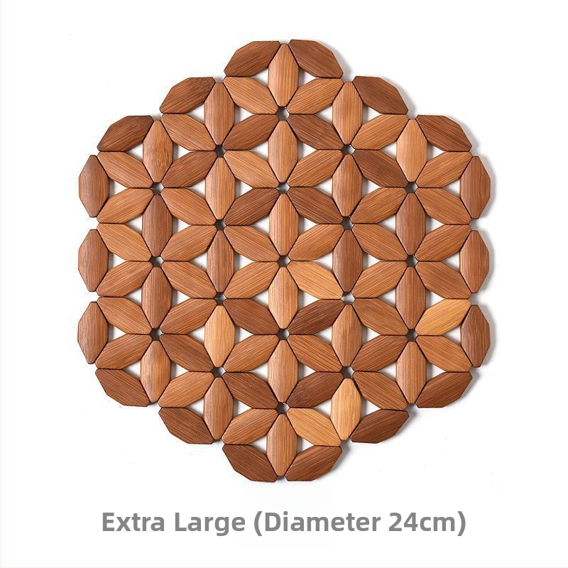 Bambusest ümmargune laua mats, kuumuskindel, ühevärviline muster, Hiina stiil