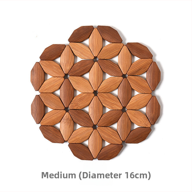 Bambusest ümmargune laua mats, kuumuskindel, ühevärviline muster, Hiina stiil