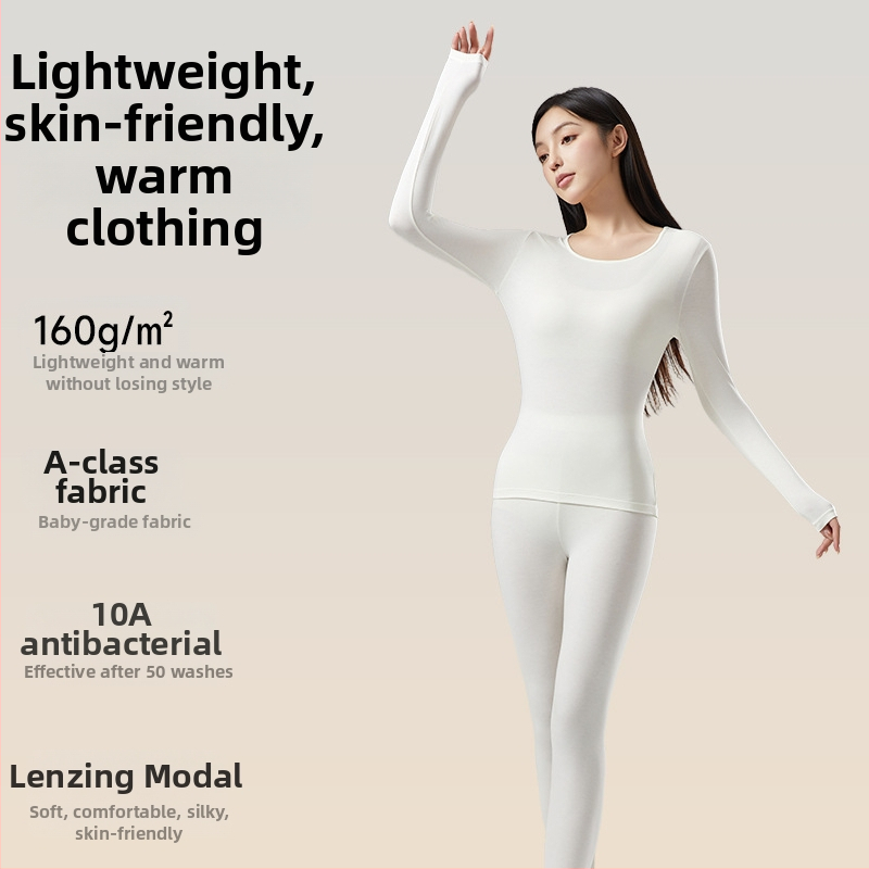 Sieviešu modal termālais bāzes komplekts – plāns, vienslāņu, apkure, antibakteriāls, 51,5% modāls