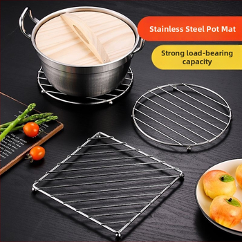 Roostevabast terasest kööginõude hoidik ja pannialus, ümmargune või ruudukujuline, kaasaegne minimalistlik stiil