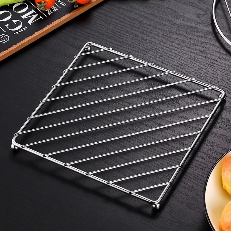 Roostevabast terasest kööginõude hoidik ja pannialus, ümmargune või ruudukujuline, kaasaegne minimalistlik stiil