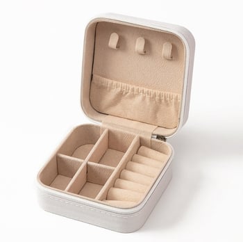 Juvelieru uzglabāšanas kaste ar rāvējslēdzēju, kompakta kvadrātveida forma, materiāls: kompozīta materiāls, izcelsme: Yiwu, zīmols: zj