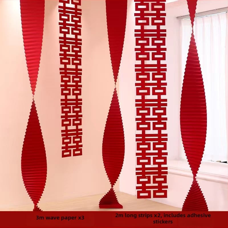 Set za uređenje sobe za vjenčanje — papirnati elementi i vrpce, rekviziti za uređenje prostora