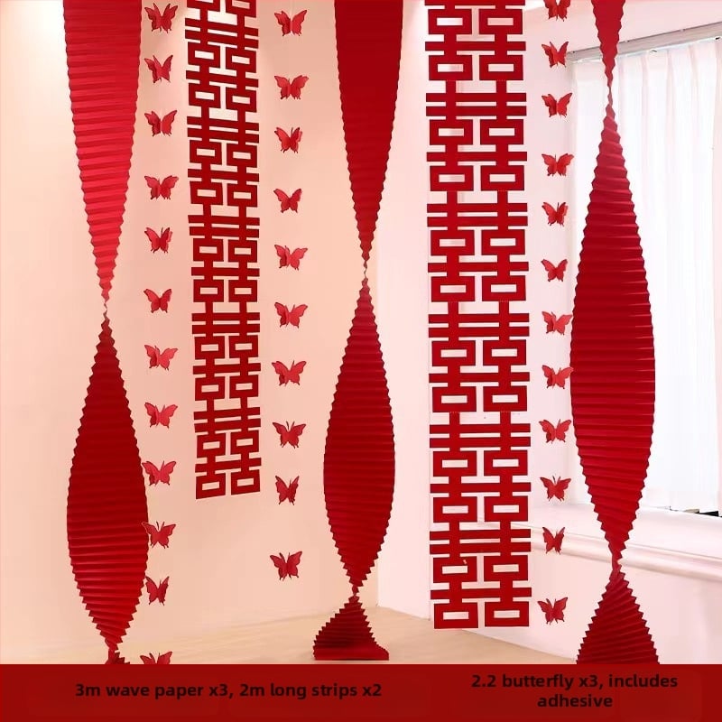 Set za uređenje sobe za vjenčanje — papirnati elementi i vrpce, rekviziti za uređenje prostora