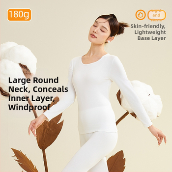 Moterų terminis komplektas iš 95% medvilnės, antibakterinis, apvali kaklo, megztinis viršuje