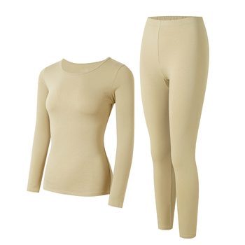 Дамски термокомплект от 95% памук, антибактериален, кръгло деколте, пуловер горна част