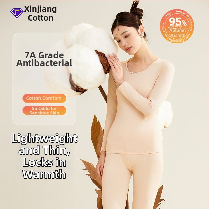 Sievietēm termālais komplekts no 95% kokvilnas, antibakteriāls, apaļš kakls, pulovera tops