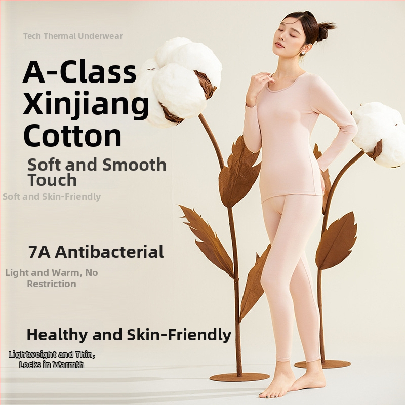 Sievietēm termālais komplekts no 95% kokvilnas, antibakteriāls, apaļš kakls, pulovera tops