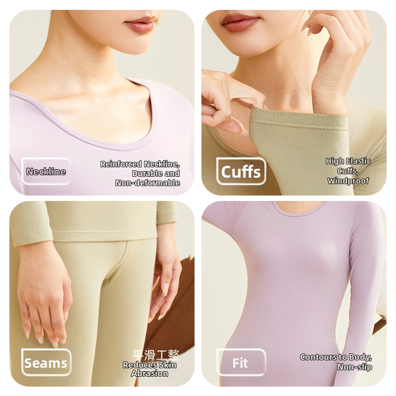 Sievietēm termālais komplekts no 95% kokvilnas, antibakteriāls, apaļš kakls, pulovera tops