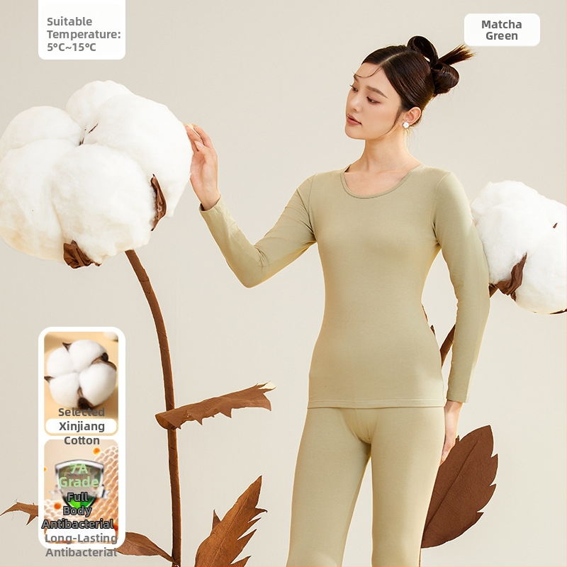 Moterų terminis komplektas iš 95% medvilnės, antibakterinis, apvali kaklo, megztinis viršuje